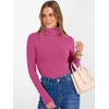 image:imageANRABESS Womens Long Sleeve Turtleneck Shirts Fall Ribbed Fitted TopsRose Pink