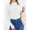 image:imageANRABESS Womens Long Sleeve Turtleneck Shirts Fall Ribbed Fitted TopsWhite