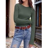 image:imageANRABESS Womens Waffle Knit Tops Fall Long Sleeve Slim Fitted ShirtsArmy Green