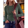 image:imageANRABESS Womens Waffle Knit Tops Fall Long Sleeve Slim Fitted ShirtsArmy Green
