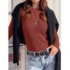 image:imageANRABESS Womens Waffle Knit Tops Fall Long Sleeve Slim Fitted ShirtsBirck Red