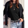 image:imageANRABESS Womens Waffle Knit Tops Fall Long Sleeve Slim Fitted ShirtsBlack