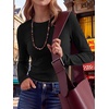 image:imageANRABESS Womens Waffle Knit Tops Fall Long Sleeve Slim Fitted ShirtsBlack
