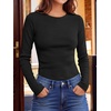 image:imageANRABESS Womens Waffle Knit Tops Fall Long Sleeve Slim Fitted ShirtsBlack