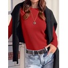 image:imageANRABESS Womens Waffle Knit Tops Fall Long Sleeve Slim Fitted ShirtsBright Red