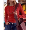 image:imageANRABESS Womens Waffle Knit Tops Fall Long Sleeve Slim Fitted ShirtsBright Red