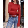 image:imageANRABESS Womens Waffle Knit Tops Fall Long Sleeve Slim Fitted ShirtsBright Red