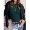 image:imageANRABESS Womens Waffle Knit Tops Fall Long Sleeve Slim Fitted ShirtsDeep Green