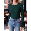 image:imageANRABESS Womens Waffle Knit Tops Fall Long Sleeve Slim Fitted ShirtsDeep Green