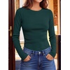 image:imageANRABESS Womens Waffle Knit Tops Fall Long Sleeve Slim Fitted ShirtsDeep Green