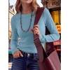 image:imageANRABESS Womens Waffle Knit Tops Fall Long Sleeve Slim Fitted ShirtsDusty Blue