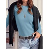 image:imageANRABESS Womens Waffle Knit Tops Fall Long Sleeve Slim Fitted ShirtsDusty Blue