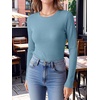 image:imageANRABESS Womens Waffle Knit Tops Fall Long Sleeve Slim Fitted ShirtsDusty Blue