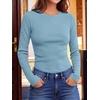 image:imageANRABESS Womens Waffle Knit Tops Fall Long Sleeve Slim Fitted ShirtsDusty Blue