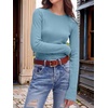 image:imageANRABESS Womens Waffle Knit Tops Fall Long Sleeve Slim Fitted ShirtsDusty Blue