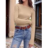 image:imageANRABESS Womens Waffle Knit Tops Fall Long Sleeve Slim Fitted ShirtsLight Brown