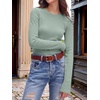 image:imageANRABESS Womens Waffle Knit Tops Fall Long Sleeve Slim Fitted ShirtsLight Green