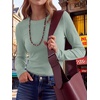 image:imageANRABESS Womens Waffle Knit Tops Fall Long Sleeve Slim Fitted ShirtsLight Green