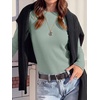 image:imageANRABESS Womens Waffle Knit Tops Fall Long Sleeve Slim Fitted ShirtsLight Green