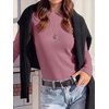 image:imageANRABESS Womens Waffle Knit Tops Fall Long Sleeve Slim Fitted ShirtsMauve