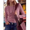 image:imageANRABESS Womens Waffle Knit Tops Fall Long Sleeve Slim Fitted ShirtsMauve
