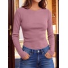 image:imageANRABESS Womens Waffle Knit Tops Fall Long Sleeve Slim Fitted ShirtsMauve