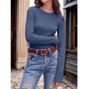 image:imageANRABESS Womens Waffle Knit Tops Fall Long Sleeve Slim Fitted ShirtsNavy Blue