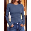 image:imageANRABESS Womens Waffle Knit Tops Fall Long Sleeve Slim Fitted ShirtsNavy Blue