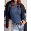 image:imageANRABESS Womens Waffle Knit Tops Fall Long Sleeve Slim Fitted ShirtsNavy Blue