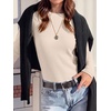 image:imageANRABESS Womens Waffle Knit Tops Fall Long Sleeve Slim Fitted ShirtsParchment