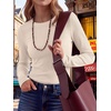 image:imageANRABESS Womens Waffle Knit Tops Fall Long Sleeve Slim Fitted ShirtsParchment
