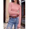 image:imageANRABESS Womens Waffle Knit Tops Fall Long Sleeve Slim Fitted ShirtsPink