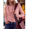 image:imageANRABESS Womens Waffle Knit Tops Fall Long Sleeve Slim Fitted ShirtsPink