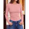 image:imageANRABESS Womens Waffle Knit Tops Fall Long Sleeve Slim Fitted ShirtsPink