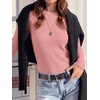 image:imageANRABESS Womens Waffle Knit Tops Fall Long Sleeve Slim Fitted ShirtsPink
