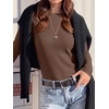 image:imageANRABESS Womens Waffle Knit Tops Fall Long Sleeve Slim Fitted ShirtsRed Brown