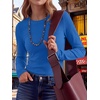 image:imageANRABESS Womens Waffle Knit Tops Fall Long Sleeve Slim Fitted ShirtsRoyal Blue