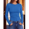 image:imageANRABESS Womens Waffle Knit Tops Fall Long Sleeve Slim Fitted ShirtsRoyal Blue