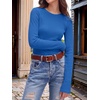 image:imageANRABESS Womens Waffle Knit Tops Fall Long Sleeve Slim Fitted ShirtsRoyal Blue