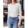 image:imageANRABESS Womens Waffle Knit Tops Fall Long Sleeve Slim Fitted ShirtsWhite