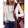 image:imageANRABESS Womens Waffle Knit Tops Fall Long Sleeve Slim Fitted ShirtsWhite