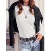image:imageANRABESS Womens Waffle Knit Tops Fall Long Sleeve Slim Fitted ShirtsWhite