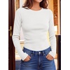 image:imageANRABESS Womens Waffle Knit Tops Fall Long Sleeve Slim Fitted ShirtsWhite