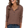 image:imageANRABESS Long Sleeve Shirts for Women Fall Henley Tops Dressy Casual BlouseBrown