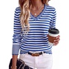 image:imageANRABESS Sweaters for Women Lightweight Loose Fit V Neck Fall OutfitsBlue White Stripe