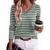 image:imageANRABESS Sweaters for Women Lightweight Loose Fit V Neck Fall OutfitsOlive Sky Blue Stripe