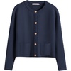 image:imageANRABESS Womens Button Down Cropped Striped Cardigan SweatersNavy Blue