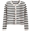 image:imageANRABESS Womens Button Down Cropped Striped Cardigan SweatersWhite Black Stripe