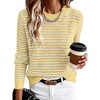image:imageANRABESS Womens Fall Long Sleeve Striped Crochet Sweaters TopYellow White