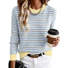 image:imageANRABESS Womens Fall Long Sleeve Striped Crochet Sweaters TopYellow White Blue